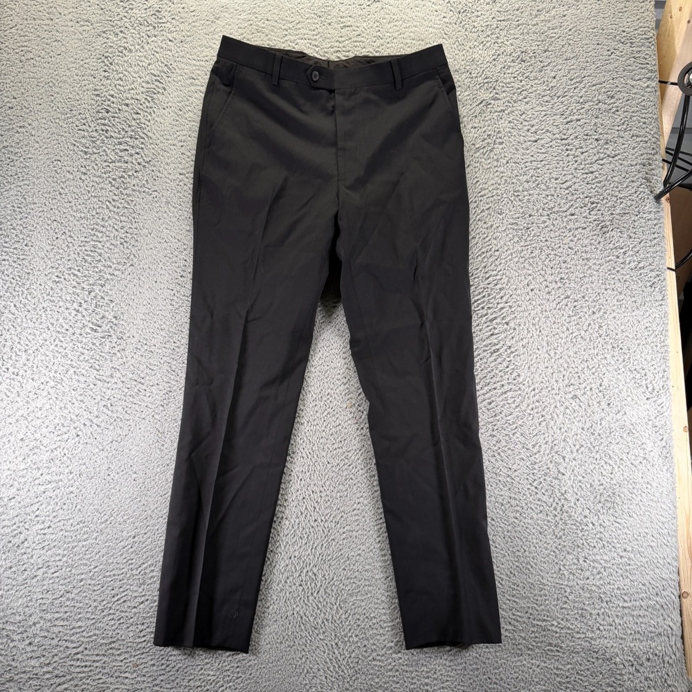 Kenneth Cole Pant Mens 34x30 Black Wool Dress Straight Formal Business Career
